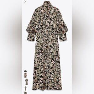Zara Floral Maxi Dress - Black and Pink